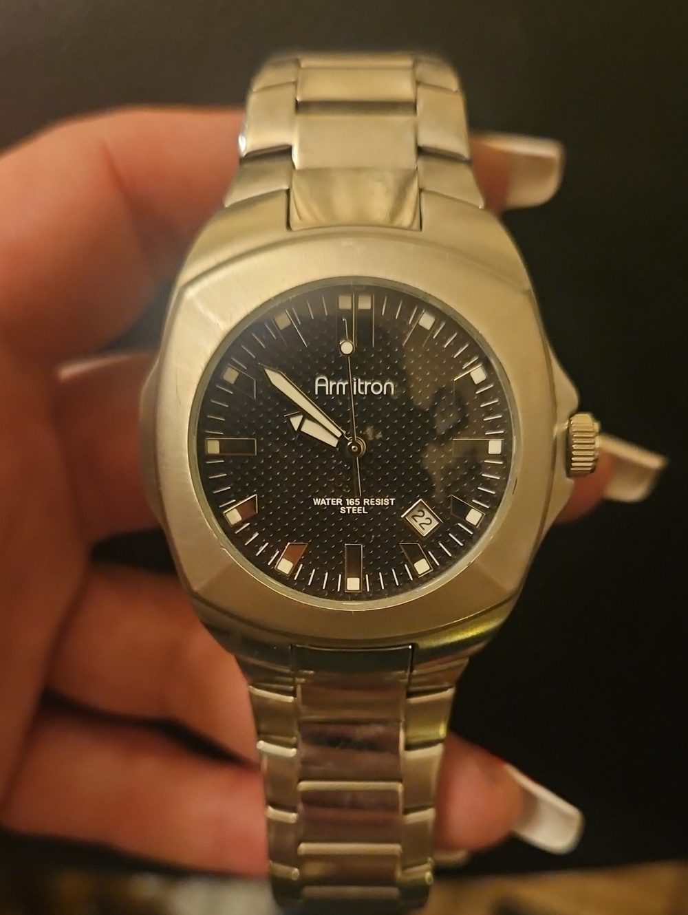 Armitron Silver-Tone Watch with Black Dial